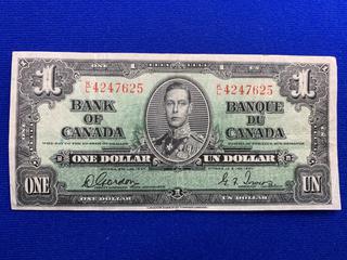 1937 Canada One Dollar Bank Note S/N KL4247625.