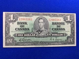 1937 Canada One Dollar Bank Note S/N XA2007163.