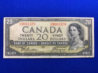 1954 Canada Twenty Dollar Bank Note S/N BE9001379 (Devil's Face).