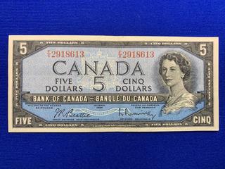 1954 Canada Five Dollar Bank Note S/N FX2918613.