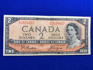 1954 Canada Two Dollar Bank Note S/N IB2628057 (Devil's Face).