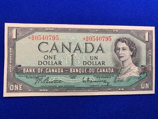 1954 Canada One Dollar Replacement Bank Note S/N *BM0540795.