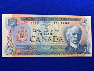 1972 Canada Five Dollar Bank Note S/N CA1161885.