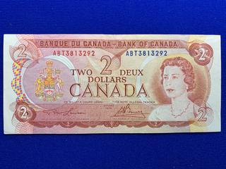 1974 Canada Two Dollar Bank Note S/N ABT3813292.