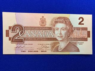 1986 Canada Two Dollar Bank Note S/N EGK9152947.