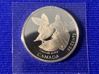 1995 Canada Fifty Cent Cent Silver Coin "Atlantic Puffin".