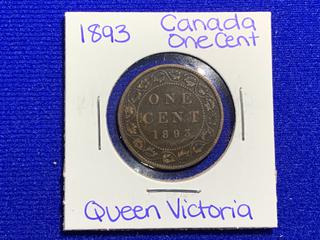 1893 Canada One Cent Coin.