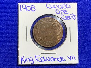 1908 Canada One Cent Coin.