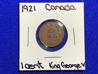 1921 Canada One Cent Coin.