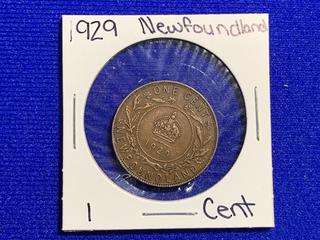 1929 Newfoundland One Cent Coin.