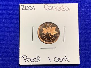 2001 Canada 1 Cent Proof Coin.