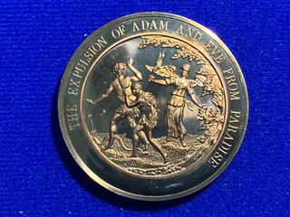 Franklin Mint Thomason Medallic Bible Bronze Medallion "The Expulsion of Adam And Eve From Paradise".