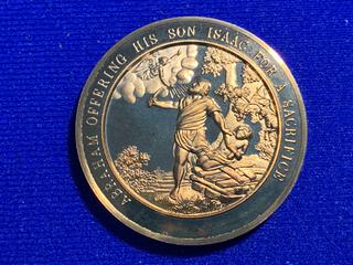 Franklin Mint Thomason Medallic Bible Bronze Medallion "Abraham Offering His Son Isaac For a Sacrifice".