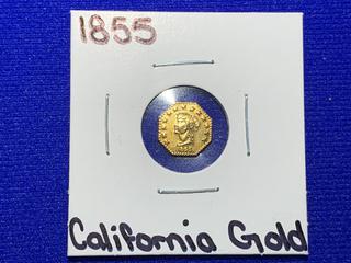 1855 Half Dollar 14K California Gold Coin.