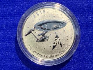 2018 Canada Twenty Dollar .9999 Fine Silver Coin "Star Trek: Enterprise".