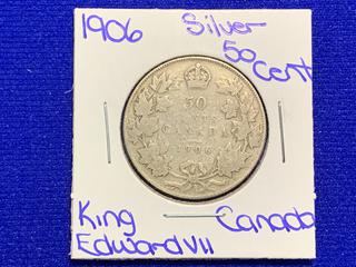 1906 Canada Fifty Cent Silver Coin.