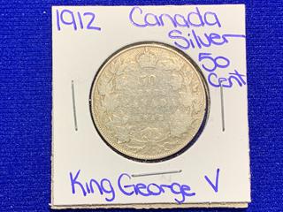 1912 Canada Fifty Cent Silver Coin.