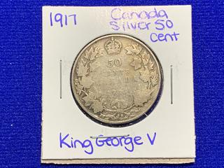 1917 Canada Fifty Cent Silver Coin.