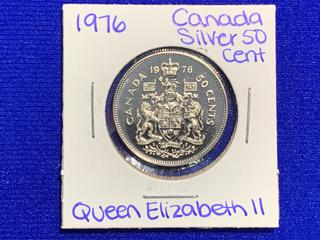 1976 Canada Fifty Cent Silver Coin.