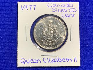 1977 Canada Fifty Cent Silver Coin.