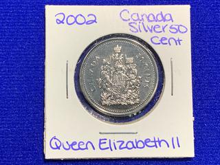 2002 Canada Fifty Cent Silver Coin.