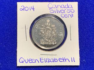 2014 Canada Fifty Cent Silver Coin.