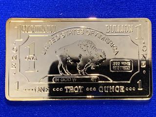 CMC Mint One Troy Ounce .999 Fine Gold Titanium Bar.