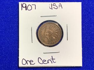 1907 USA One Cent Coin.