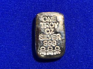 Atlantis Mint One Troy Ounce .999 Silver Bar.