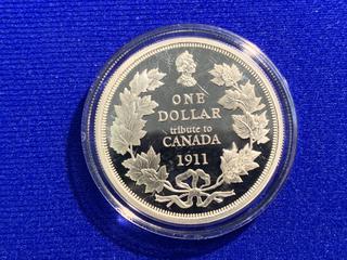 2006 Cook Islands One Dollar .999 Silver Clad Coin " Tribute to Canada 1911".