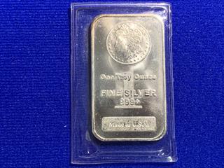 USA One Troy Ounce .999 Silver Bar.