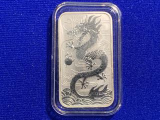 2018 Australia One Dollar One Ounce .9999 Silver Bar "Year of The Dragon".