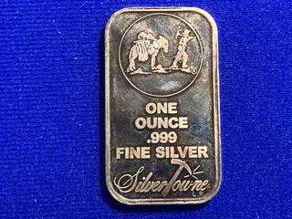 Silver Towne One Troy Ounce .999 Fine Silver Bar.