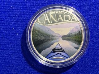 2017 Canada Ten Dollar Half Ounce .9999 Fine Silver Colour Printed Coin "Kayaking on The River".