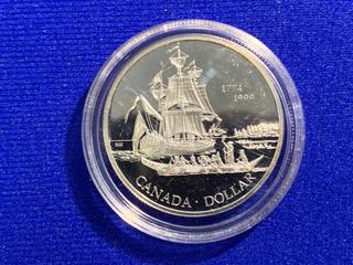 1999 Canada One Dollar Silver Proof Coin "Voyage of Juan Perez 225th Anniversary".