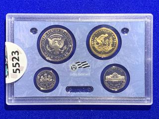 2009 USA Proof Coin Set c/w Native American One Dollar, Kennedy Half Dollar, Roosevelt Ten Cent and Jefferson Five Cent Coins.