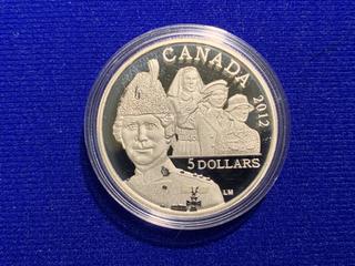 2012 Canada Five Dollar .9999 Fine Silver Coin c/w Display Case "Georgina Pope".