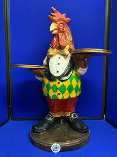 24" Plaster Rooster Stand.