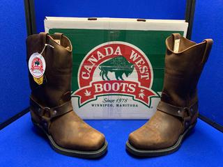 Canada West Boots Size 8, Style 3022 Leather Cowboy Boots.