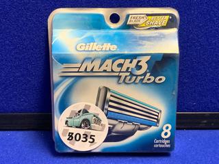 Box of Gillette Mach 3 Turbo Blades (8 Cartridges).