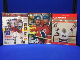 (3) Assorted Hockey News Magazines.