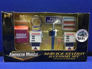 ERTL Service Station Accessory Set Die Cast Model, 1:18 Scale.