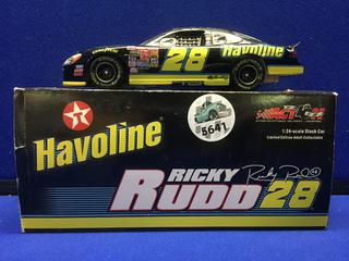 Action Ricky Rudd # 28 Havoline NASCAR Die Cast Model, 1:24 Scale.