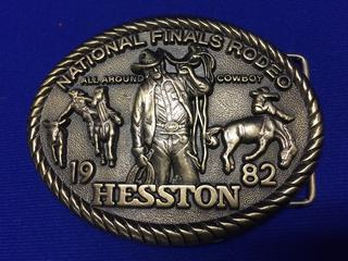 1982 Hesston National Finals Rodeo Belt Buckle.