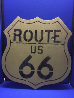 Wooden US Route 66 Sign.