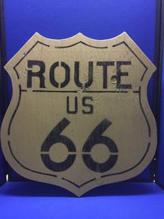 Wooden US Route 66 Sign.