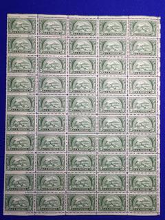 USA Three Cent 1875 - 1950 American Bankers Association Stamps, Sheet of (50).