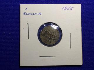 1855 UK One Schilling Coin.