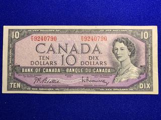 1954 Canada Ten Dollar Bank Note, S/N PV9240790.