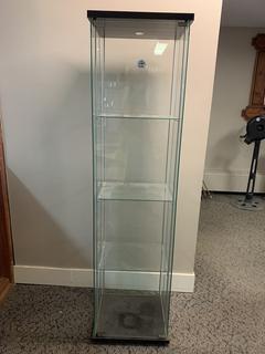 Four Shelf Glass Display Case 16"x14"x63".